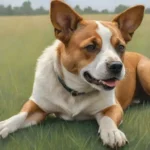 Un perro rascándose la nariz en un entorno vibrante y detallado