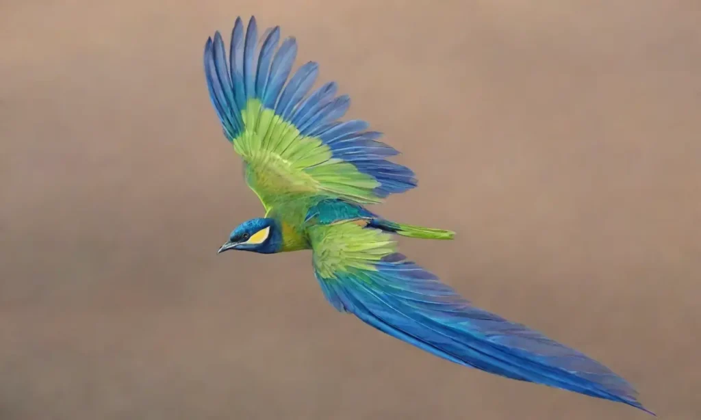 Aves vibrantes en vuelo destacan por su dinamismo y colores intensos que evitan la monotonía